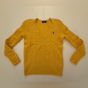 NWOT Polo Ralph Lauren Cable-Knit Wool-Cashmere V-Neck Sweater